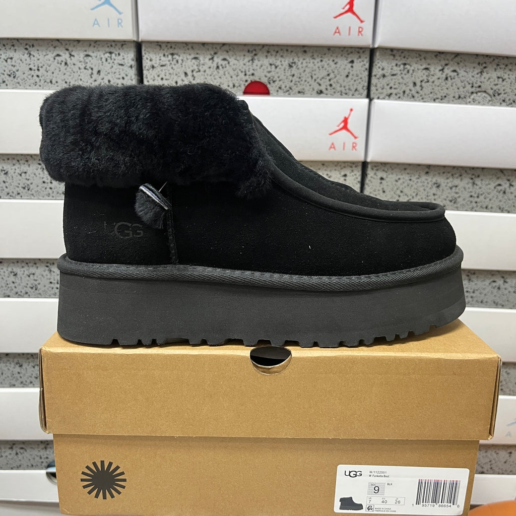 UGG Plush-Collar Platform Ankle Boots in Black – Style 2551