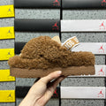 UGG Fluffita Cross-Strap Platform Sandals in Chestnut