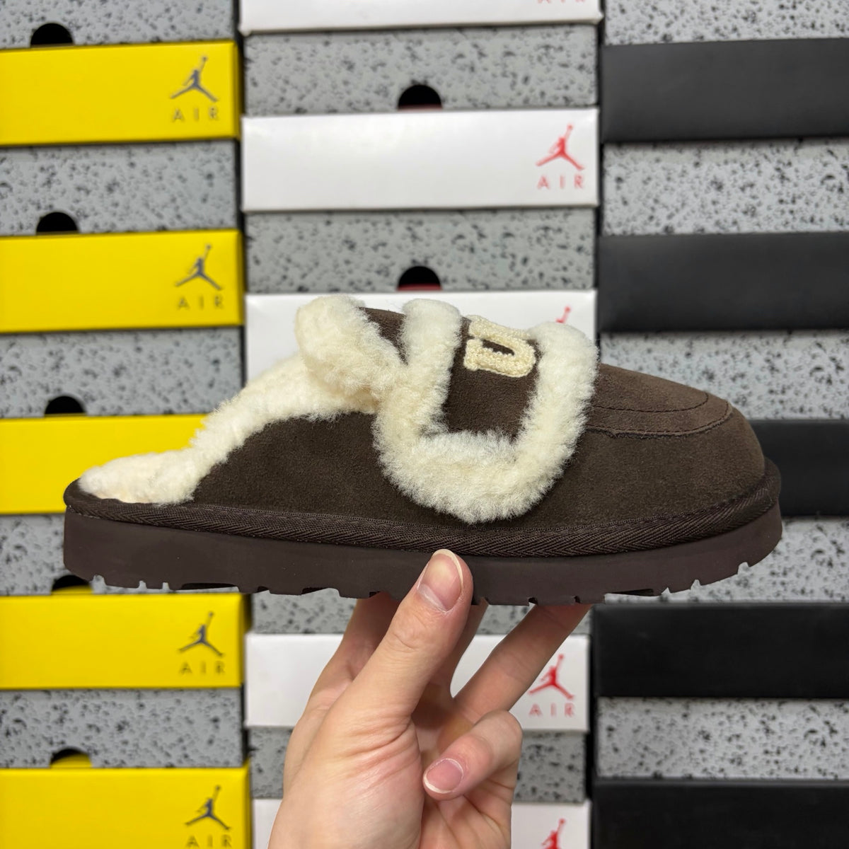 UGG Plush-Trim Mule Slippers in Chocolate Brown – Style 5095