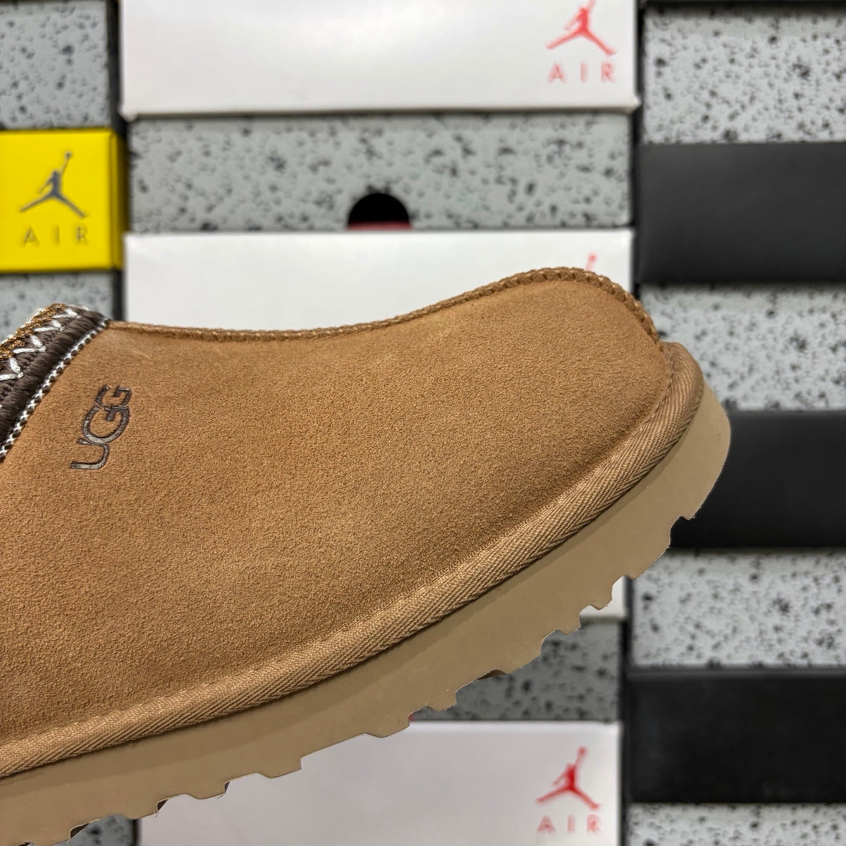 UGG Braided-Trim Slip-On Slippers in Chestnut – Style 5955