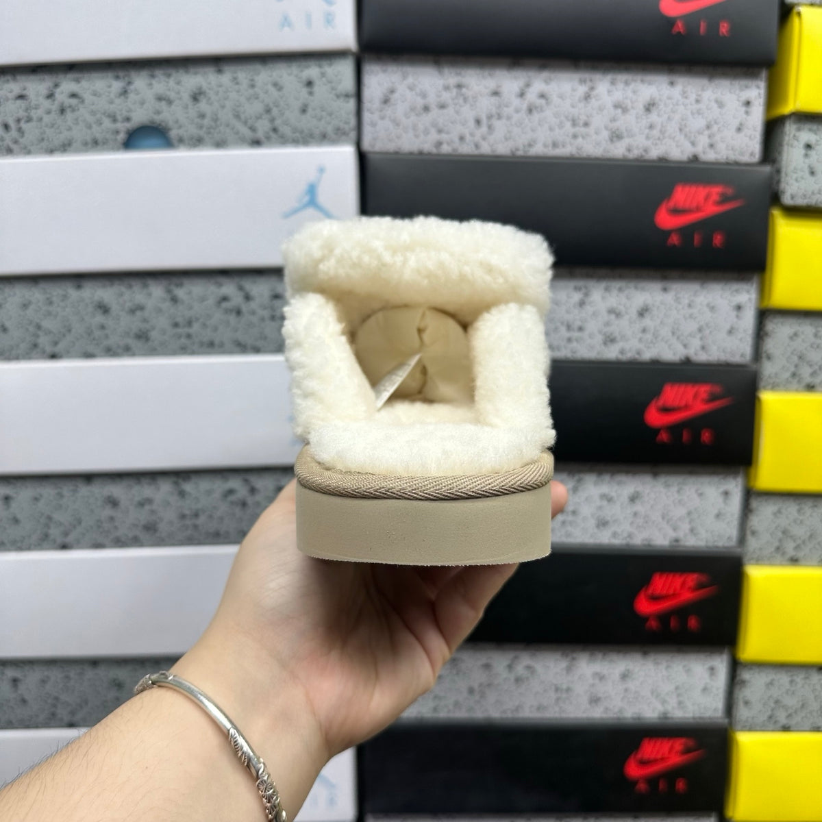 UGG Plush-Trim Mule Slippers in Khaki – Style 5095