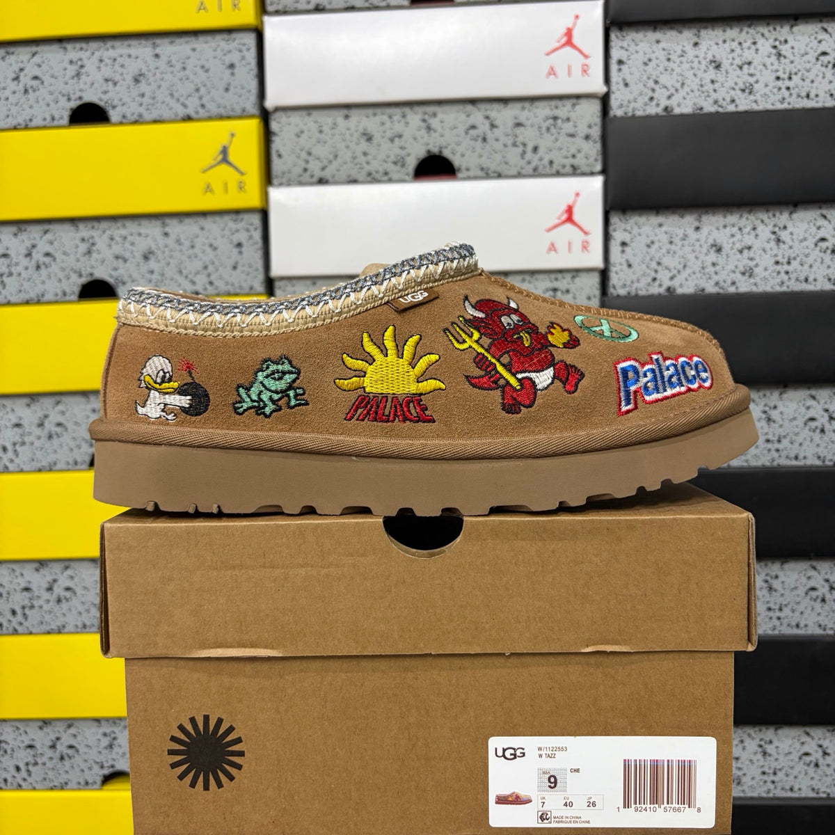 UGG Cartoon-Embroidered Slim-Sole Boots in Chestnut – Style 2553