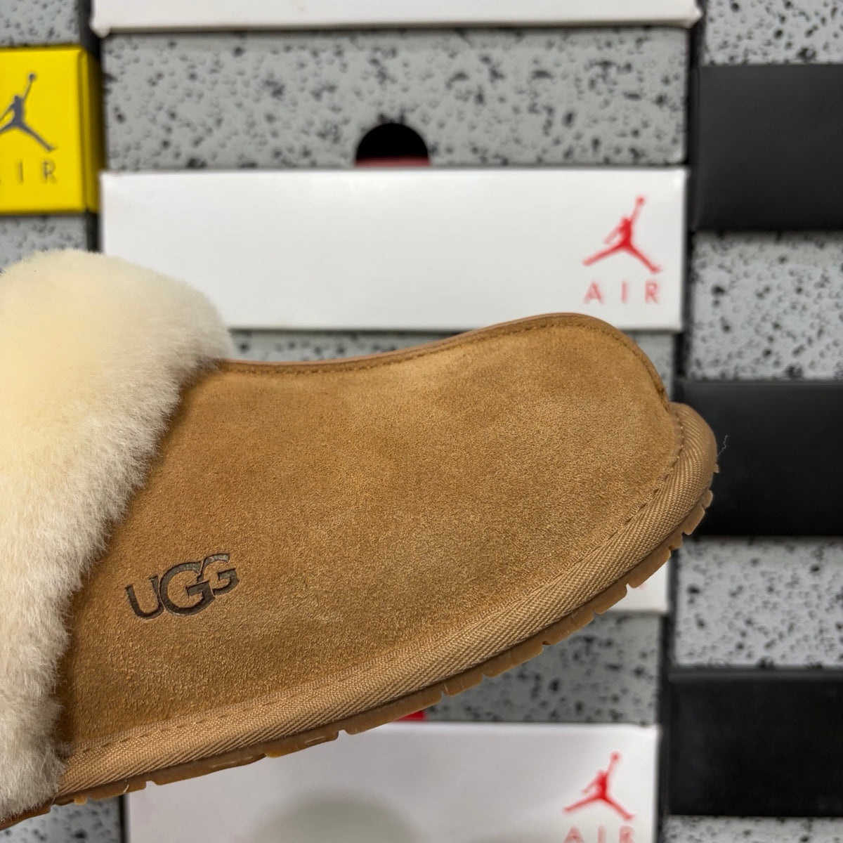 UGG Plush-Collar Mule Slippers in Chestnut – Style 2550