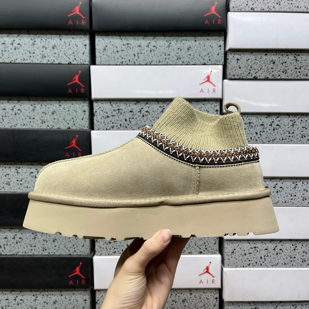 UGG Platform Sock-Collar Boots in Mustard Seed