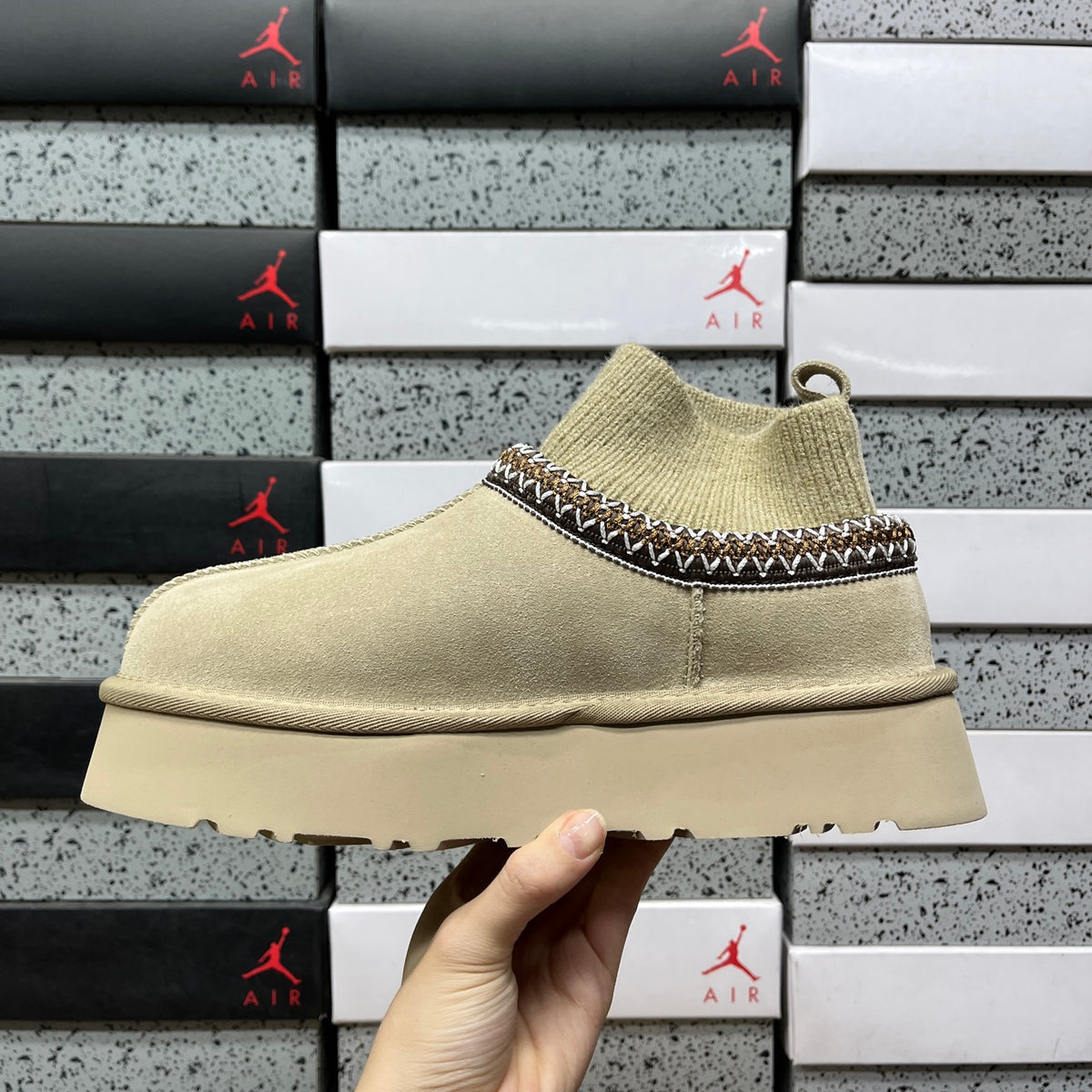 UGG Platform Sock-Collar Boots in Mustard Seed