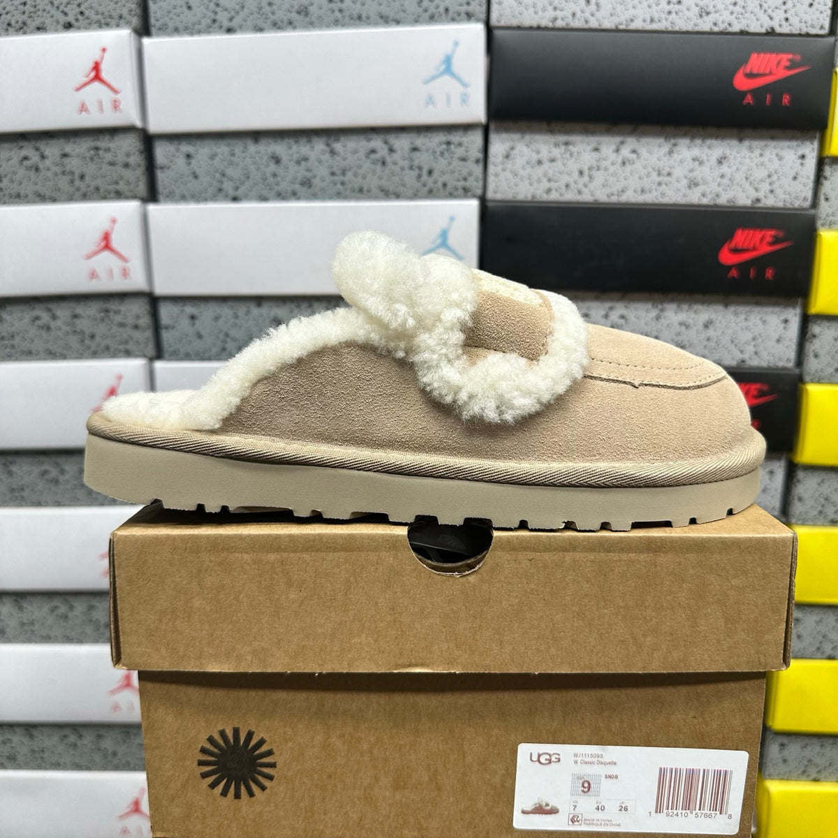 UGG Plush-Trim Mule Slippers in Khaki – Style 5095