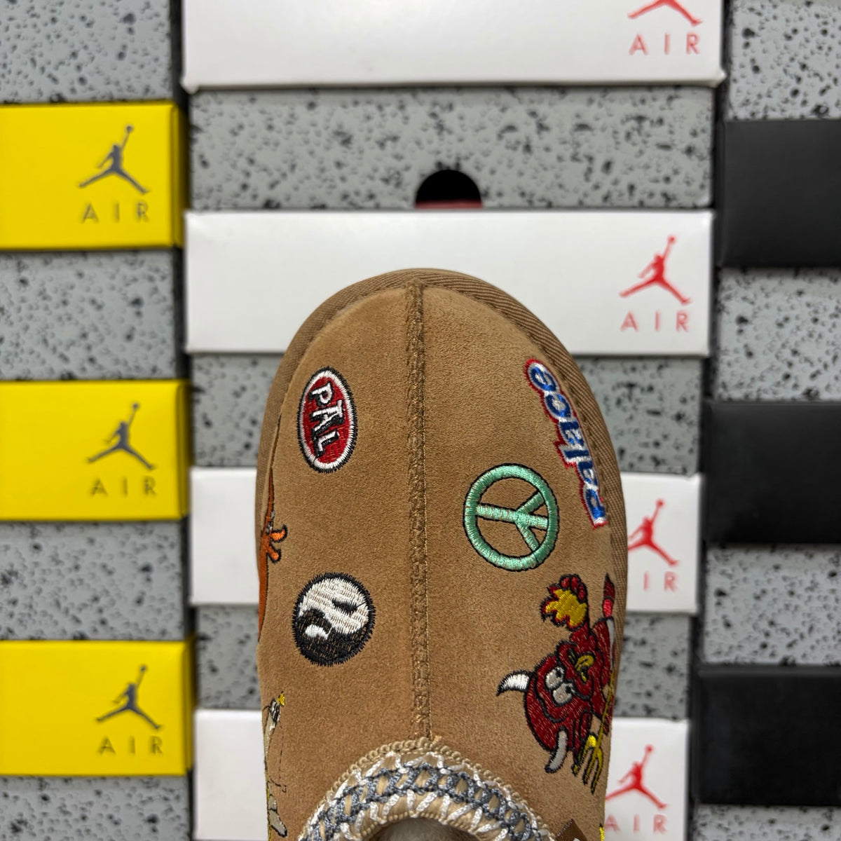 UGG Cartoon-Embroidered Slim-Sole Boots in Chestnut – Style 2553
