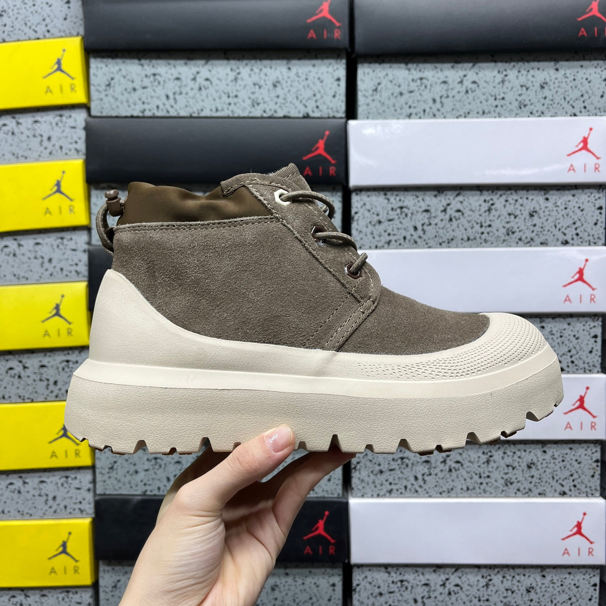 UGG Lace-Up Ankle Boots in Walnut Brown & Cream