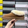 UGG Tazzette Plush-Collar Slip-On Shoes in Chestnut & Cream