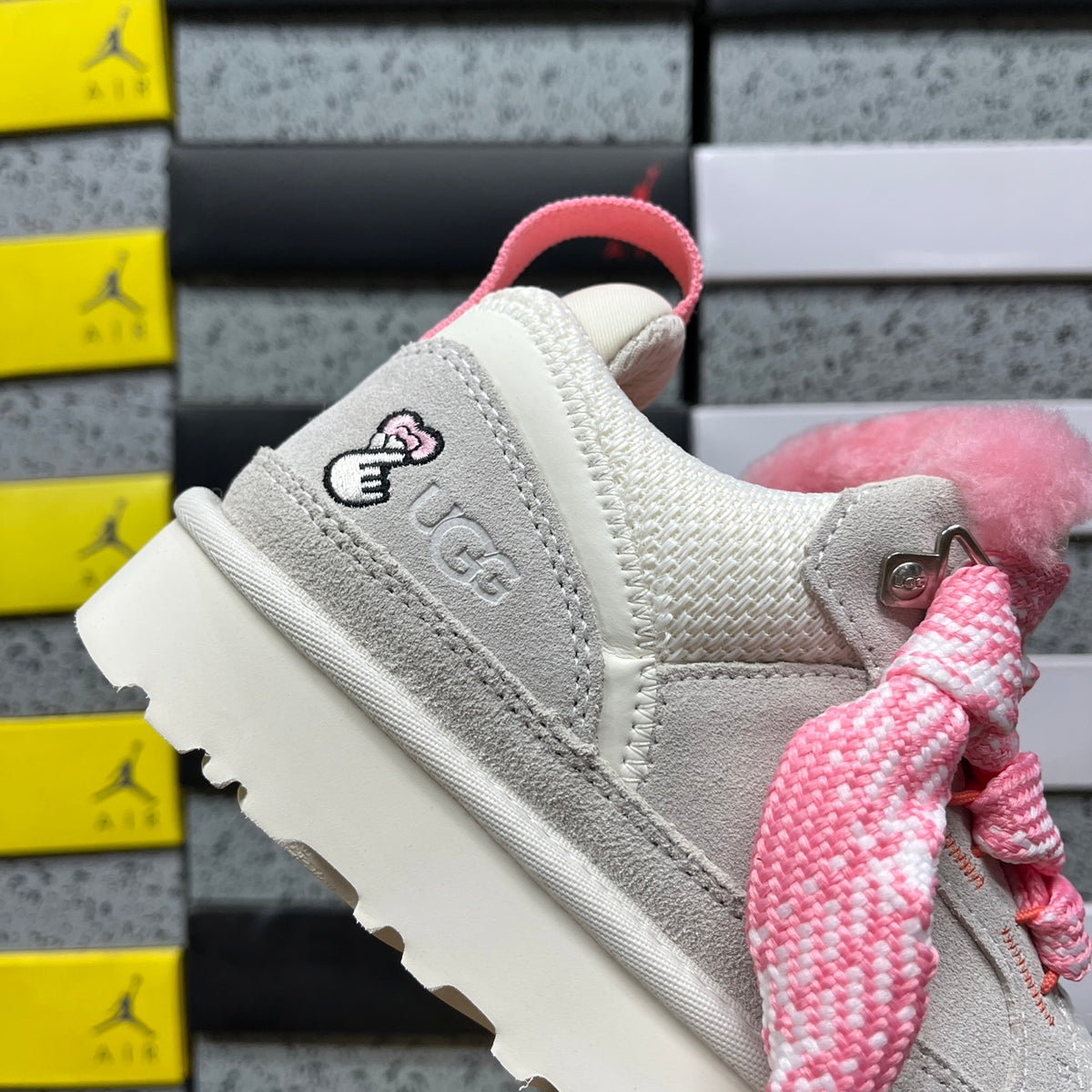 UGG Lowmel Lace-Up Shoes in White & Pink