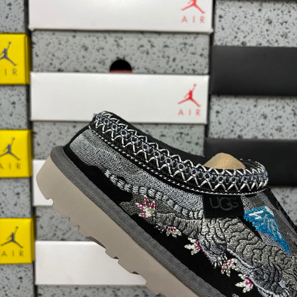 UGG Dragon & Tiger Embroidered Slip-On Shoes in Black – Style 2553