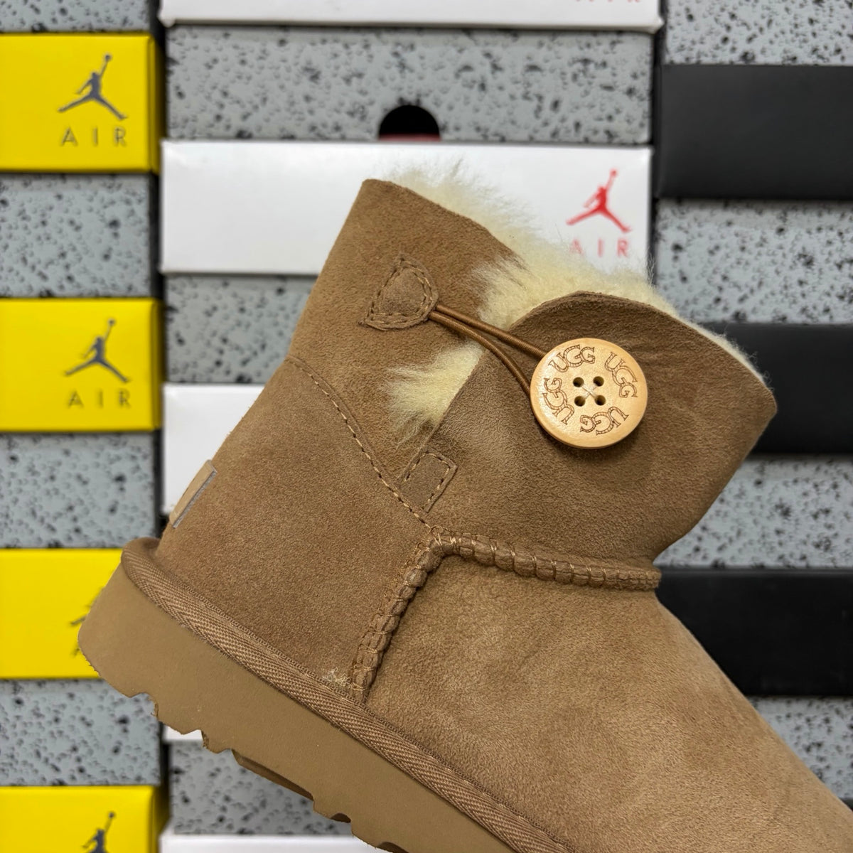 UGG Button-Detail Mid-Calf Boots in Chestnut