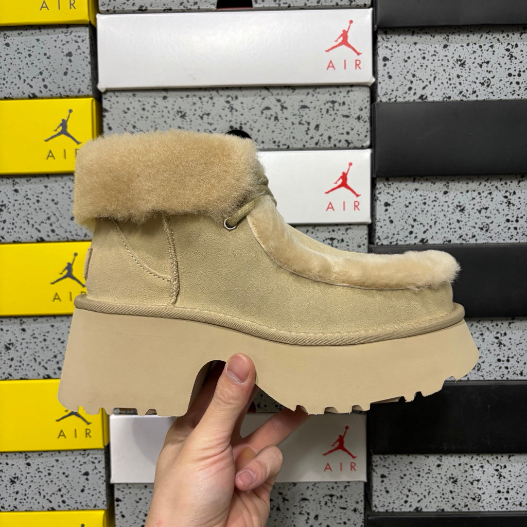 UGG Plush-Trim Platform Ankle Boots in Sand – Style W1171532