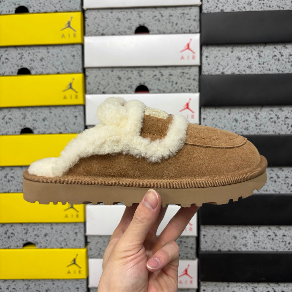 UGG Plush-Trim Mule Slippers in Chestnut – Style 5095