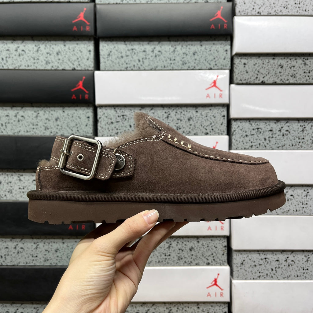 UGG Buckle-Strap Clogs in Dark Brown