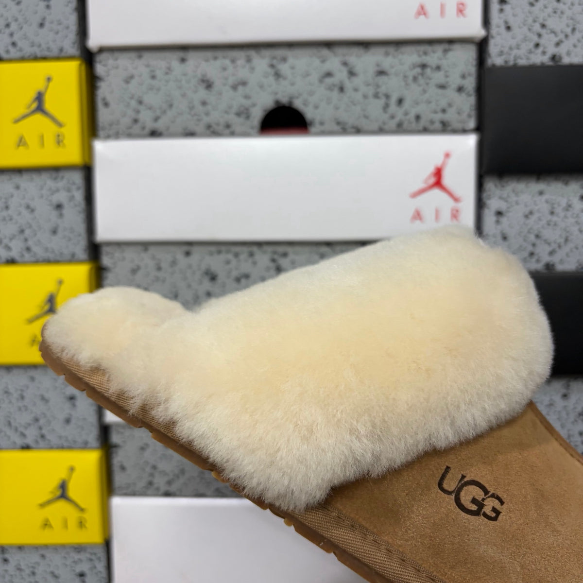 UGG Plush-Collar Mule Slippers in Chestnut – Style 2550