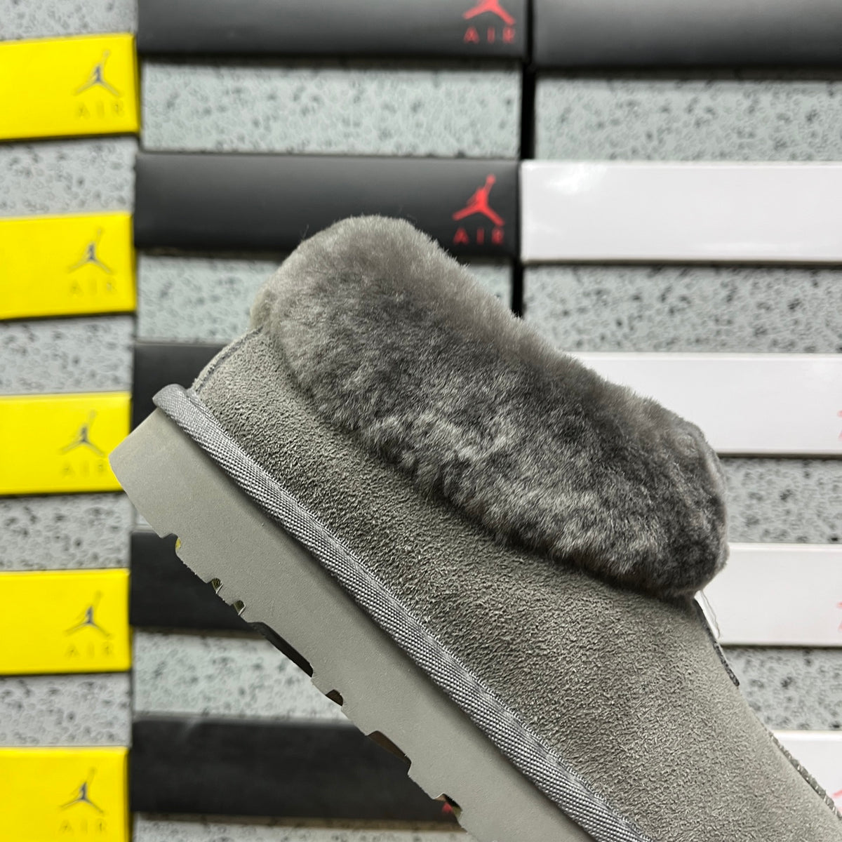 UGG Plush-Collar Slip-On Shoes in Grey