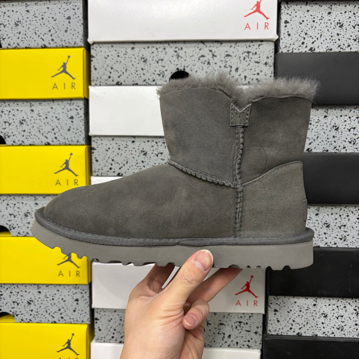 UGG Button-Detail Mid-Calf Boots in Grey