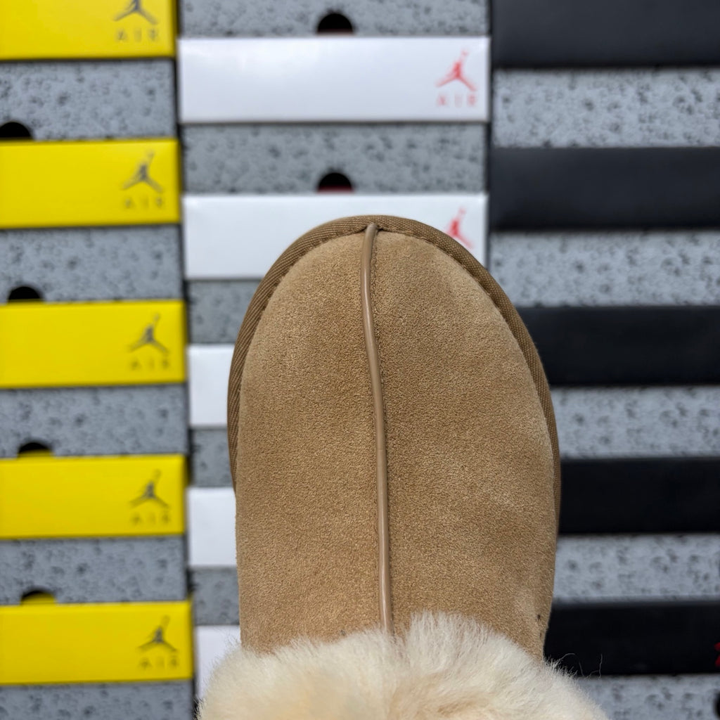 UGG Chestnut Platform Slippers with Plush Collar – 3 cm