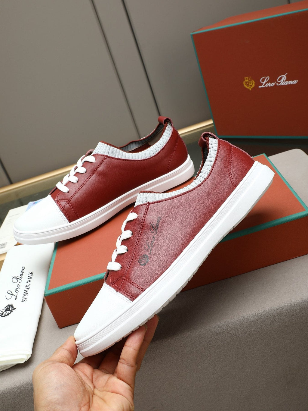 Loro Piana Lace-Up Low-Top Sneakers
